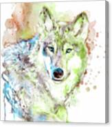 Wolf Face Watercolor Canvas Print