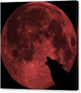 Wolf Howling Blood Moon Canvas Print