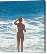 Woman And The Deep Blue Sea Canvas Print