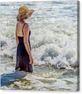 Woman In The Waves Canvas Print