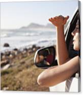 Woman Looking Out Of A Car Window Canvas Print