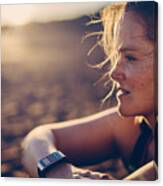 Woman With Smartwatch Canvas Print