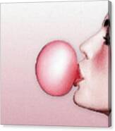Women Classic Icon Retro With Bubble Gum Canvas Print