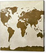 World Map Brown Canvas Print