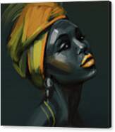 Yellow African Lady Canvas Print