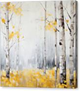 Yellow And Gray Birch Trees Canvas Print