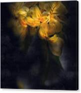 Yellow Flowers Painted On Black Canvas Print