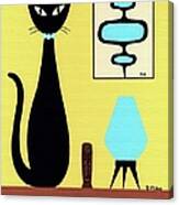 Yellow Tabletop Cat Beehive Lamp Canvas Print