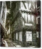 York Shambles By Night In Grunge Painting Canvas Print