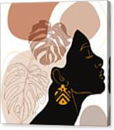 Young Beautiful African American Woman With Stylish Tribal Round Earrings Womens Day Natural Beauty Canvas Print