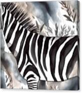 Zebra, Horse Seamless Pattern, Watercolor Illustration. Canvas Print