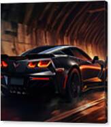 Zr1 Outruns Darkness - Corvette Rear End Art Canvas Print