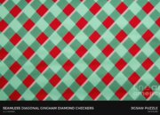 Seamless Diagonal Gingham Diamond Checkers Christmas Wrapping