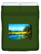 Canola Fields Impressionist Landscape Painting Duvet Cover