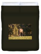 Grazing Horse At Sunset Duvet Cover by Michelle Wrighton