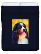Colorful Bernese Mountain Dog Painting Duvet Cover by Michelle Wrighton
