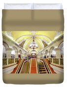 Panoramic View - Moscow Metro Escalator Duvet Cover