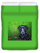 Poppy - Labrador Dog In Poppy Flower Field Duvet Cover by Michelle Wrighton