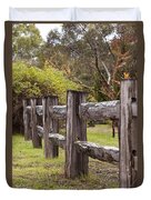 Raindrops On Rustic Wood Fence Duvet Cover