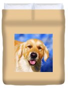 Happy Golden Retriever Painting Duvet Cover by Michelle Wrighton