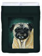 This Is My Happy Face - Pug Dog Painting Duvet Cover by Michelle Wrighton