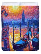Venice Mysterious Light - Gondolas And San Giorgio Maggiore Seen From Plaza San Marco Duvet Cover Venice Mysterious Light - Gondolas And San Giorgio Maggiore Seen From Plaza San Marco Duvet Cover