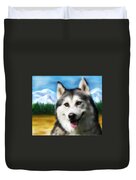 Smiling Siberian Husky  Painting Duvet Cover by Michelle Wrighton