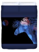 Abstract Wild Horse And Full Moon Duvet Cover by Michelle Wrighton