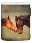 Best Friends - Two Horses Duvet Cover by Michelle Wrighton