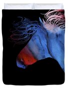 Colorful Abstract Wild Horse Silhouette - Red And Blue Duvet Cover by Michelle Wrighton
