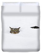 Domestic Cat Felis Catus In Deep Snow Duvet Cover Domestic Cat Felis Catus In Deep Snow Duvet Cover
