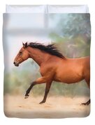 Galloping Thoroughbred Horse Duvet Cover by Michelle Wrighton