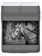 Grey Show Horse In Black And White Duvet Cover by Michelle Wrighton