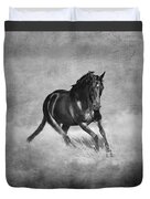 Horse Power Black And White Duvet Cover by Michelle Wrighton