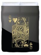 Queen Of Hearts In Gold On Black Duvet Cover Queen Of Hearts In Gold On Black Duvet Cover