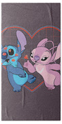 Disney Lilo and Stitch Angel Heart Kisses2 Beach Towel by Leesed