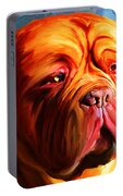 Vibrant Dogue De Bordeaux Painting On Blue Portable Battery Charger by Michelle Wrighton