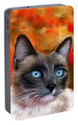 Fire And Ice - Siamese Cat Painting Portable Battery Charger by Michelle Wrighton
