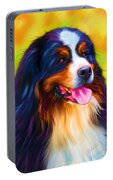 Colorful Bernese Mountain Dog Painting Portable Battery Charger by Michelle Wrighton