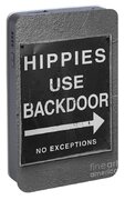 Hippies use back door sign