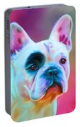 Vibrant French Bull Dog Portrait Portable Battery Charger by Michelle Wrighton