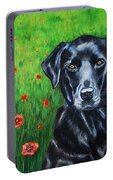 Poppy - Labrador Dog In Poppy Flower Field Portable Battery Charger by Michelle Wrighton
