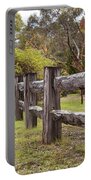 Raindrops On Rustic Wood Fence Portable Battery Charger