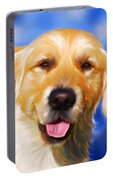 Happy Golden Retriever Painting Portable Battery Charger by Michelle Wrighton