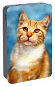Sweet William Orange Tabby Cat Painting Portable Battery Charger by Michelle Wrighton