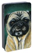This Is My Happy Face - Pug Dog Painting Portable Battery Charger by Michelle Wrighton