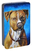 American Staffordshire Terrier Dog Painting Portable Battery Charger by Michelle Wrighton