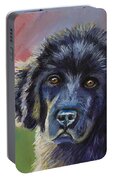 Rainbows And Sunshine - Newfoundland Puppy Portable Battery Charger by Michelle Wrighton