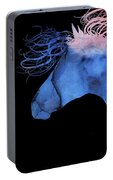 Abstract Wild Horse And Full Moon Portable Battery Charger by Michelle Wrighton