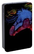 Colorful Abstract Full Moon Wild Horse Painting Portable Battery Charger by Michelle Wrighton